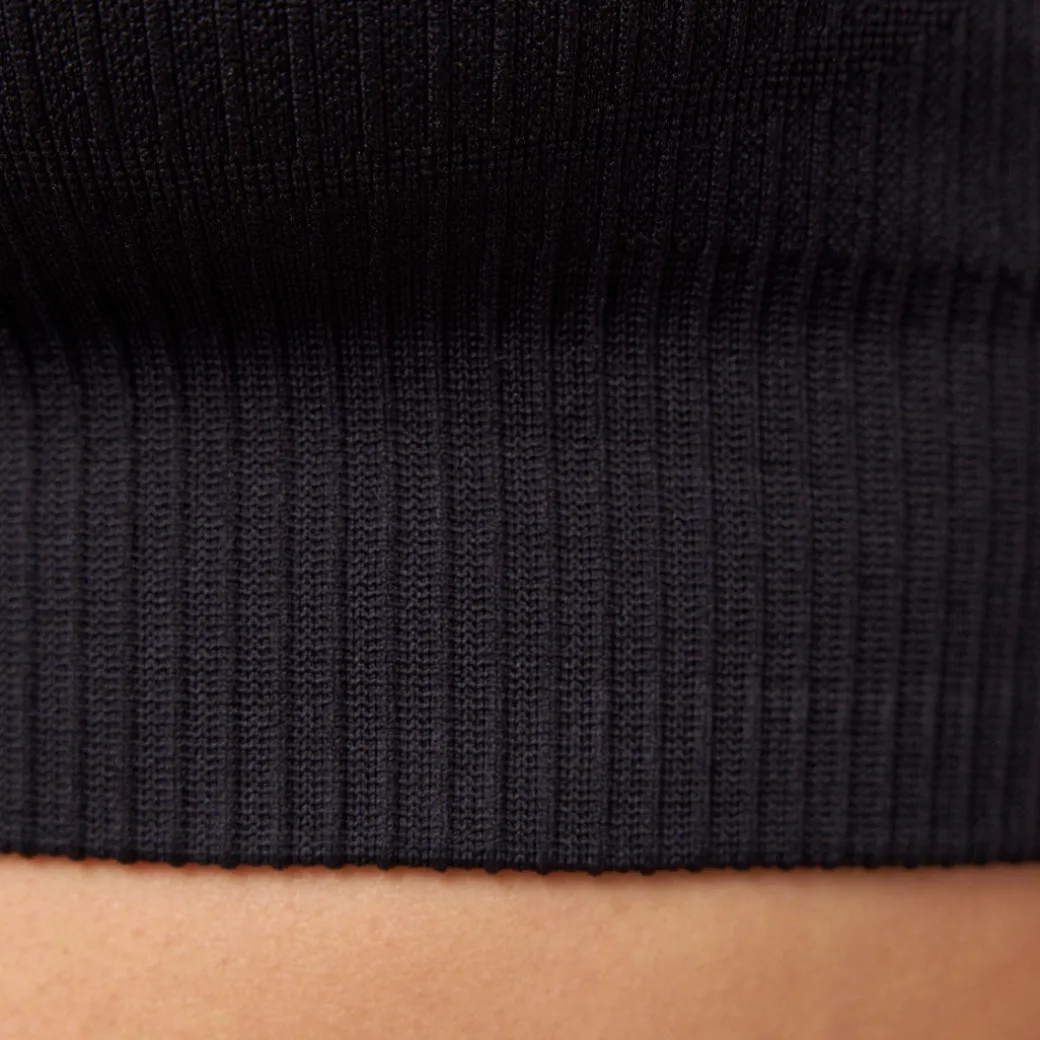 Geripptes Sportshirt langarm Damen aus recyceltem Polyamid
