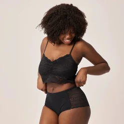 High Waist Hipster Panties mit Spitze aus Bio-Baumwolle