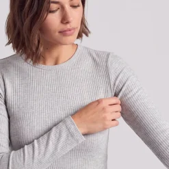 Langarmshirt Damen Rippstruktur aus Bio-Baumwolle