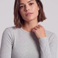 Langarmshirt Damen Rippstruktur aus Bio-Baumwolle