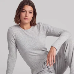 Langarmshirt Damen Rippstruktur aus Bio-Baumwolle