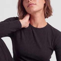Langarmshirt Damen Rippstruktur aus Bio-Baumwolle