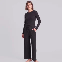 Loungehose Damen Rippstruktur aus Bio-Baumwolle