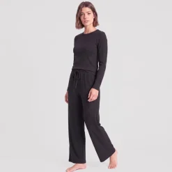 Loungehose Damen Rippstruktur aus Bio-Baumwolle
