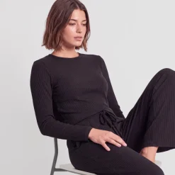 Loungehose Damen Rippstruktur aus Bio-Baumwolle