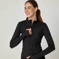 Sportjacke Damen mit Reißverschluss aus recyceltem Polyamid